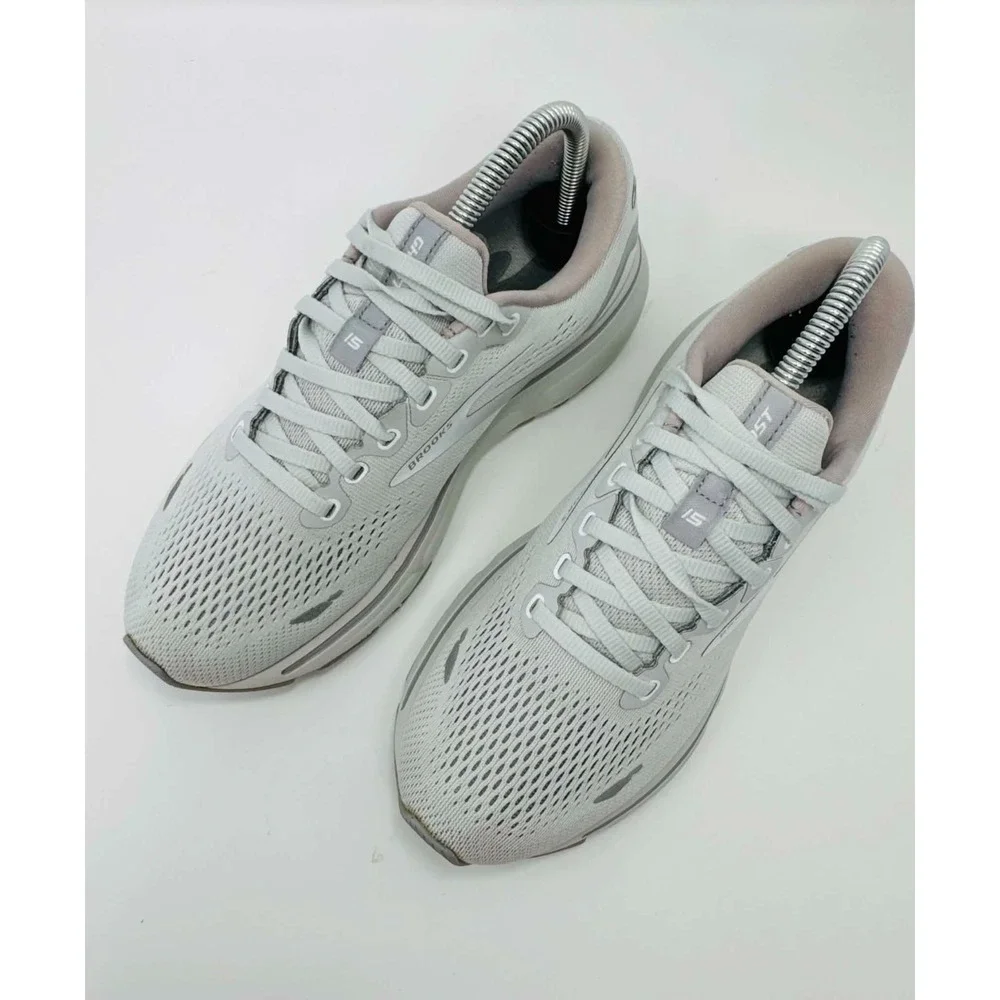 Brooks Ghost 15 Women's Size 7.5 B Running Shoes White Gray 1203801B112 Comfort